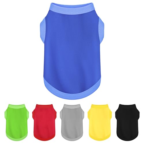Elevate Your Dog's Fashion Quotient with Colorful and Breathable Sleeveless Cotton Shirts! Perfect Pet Apparel for Small to Medium Dogs Blue XXS - color: Blue, size: XXS-(1~3lb) | Chest(~11.8")