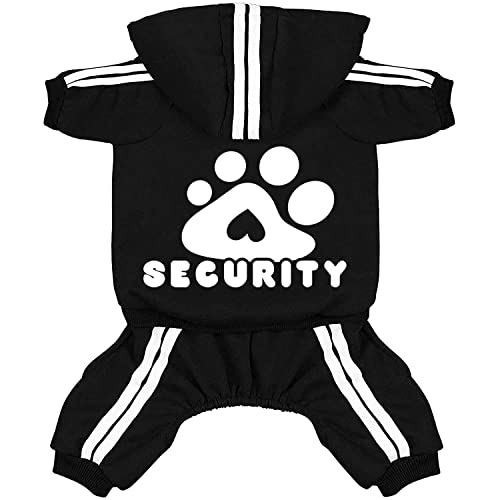 Dog Hoodie Security Clothes 4 Legs Jumpsuit Sweatshirt Hoodies Soft & Warm Dog Outfit Pullover Dog Winter Clothes Sweater for Small Medium Large Dogs Cats (Black, XX-Small) - color: Black, size: XX-Small