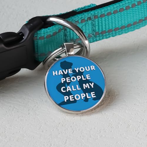QR Code Pet ID | Personalized Dog & Cat Collar Tag | Online Profile with Instant Scanned Location Alert Email - style: Have your people-Blue