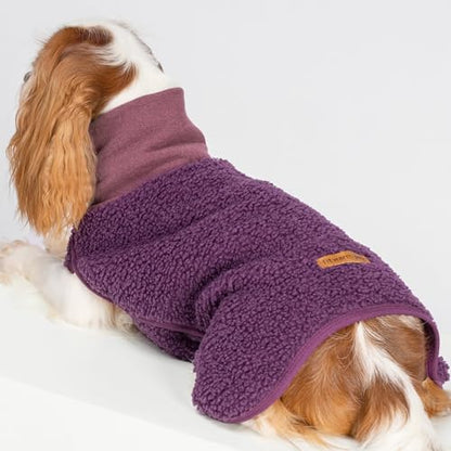 Fitwarm Sherpa Dog Turtleneck Sweater, Warm Dog Winter Clothes for Small Dogs Girl Boy, Doggy Pullover Jumper, Pet Outfit, Purple, Dark Pink, Medium - size: Medium