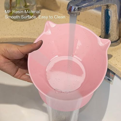 Detachable Elevated Cat Bowls, 15° Tilted Raised Cat Food Bowl Anti-Vomiting,Whisker Friendly, Adjustable Pet Dishes Extra Wide for Protecting Spine, Adult Kitten (Pink - color: Pink