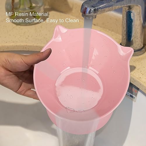 Detachable Elevated Cat Bowls, 15° Tilted Raised Cat Food Bowl Anti-Vomiting,Whisker Friendly, Adjustable Pet Dishes Extra Wide for Protecting Spine, Adult Kitten (Pink - color: Pink