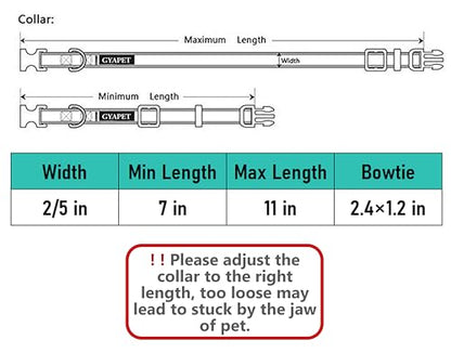 Cat Collar Breakaway Bowtie Safety with Bell Adjustbale Kitten Puppy Solid Plaid Color Set D-[2pcs] Grey - color: D-[2pcs] Grey
