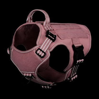 ICEFANG Tactical Dog Harness,Small Size, 2X Metal Buckle,Working Dog MOLLE Vest with Handle,No Pulling Front Leash Clip,Hook and Loop Panel (Pink, S (Pack of 1)) - color: Pink, size: Small (Pack of 1)