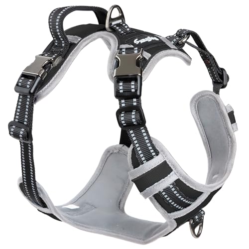 Dog Harness for Extra Large Dogs - No Pull Front Clip, Adjustable Step in Reflective Vest with Metal Buckles - Black - color: Black, size: Extra Large