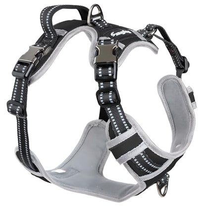 Dog Harness for Large Dogs - No Pull Front Clip, Adjustable Step in Reflective Vest with Metal Buckles - Black - color: Black, size: Large