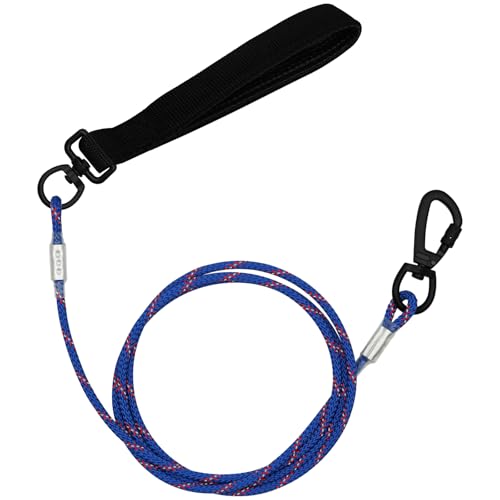 4FT Chew Proof Metal Dog Leash with Comfortable Handle, Heavy Duty Steel Cable Lead for Control Large Medium Small Dogs Walk and Train, Pet Leash with Rotate Clasp and Double Buckle (4FT,Blue) - color: 24002 Blue, size: 1/4" x 4FT