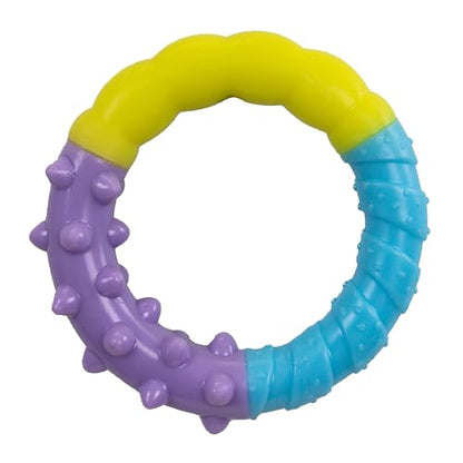 Grow-with-Me Ring Dog Chew Toy, Durable Rubber, 3 Texture Zones, Teething Puppies & Small Dogs, 4.7” - color: Ring