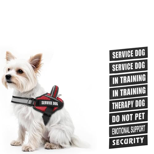 Dog Vest Harness and Patches Set, Animire in Training Service Dog Harness with 10 Dog Patches, Reflective Dog Vest with Handle for Small, Medium, Large, and Extra-Large Dogs - color: Red, size: XX-SMALL (Chest:12-15 Inch)