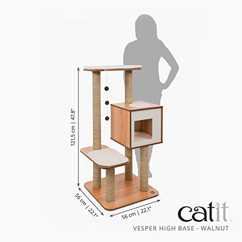 Vesper Cat Tree, High Base, Walnut, 52045 - color: Walnut