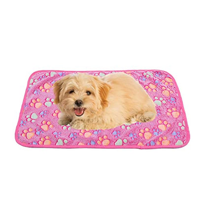 DOOVID Pet Blanket Soft Fluffy Fleece Pet Mat Doggy Flannel Blanket Dog Cat Cute Paw Print Pet Blankets Pink Paw Small(23 * 16") - color: Pink Paw, size: Small(23*16")