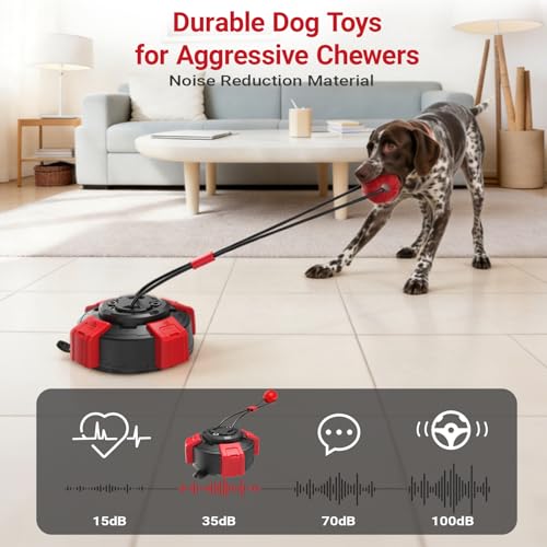 Upgraded Super Strong Suction Cup Dog Toy for Aggressive Chewers, 2.68" Bite Resistant Interactive Tug of War Toy, Durable Rope Chew Ball for Medium Large Dogs, Anxiety Relief