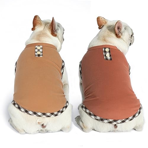 KYEESE 2Pack Dog Shirt Lightweight Sweatshirt Fleece Coats Stretchy Shirt Vest Clothes Pullover Sweater for Small Dogs, Brown+Khaki, Medium - color: 13# 2Pack (Brown+Khaki), size: Medium (7-13lbs)