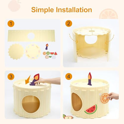 Cat Cave for Indoor Cats, Felt Cat Bed Cave for Large Cats up to 22 Lbs, Scratch Resistant Hideaway Condo, Cozy Enclosed Kitten House with DIY Stickers - color: A-Single Cat House