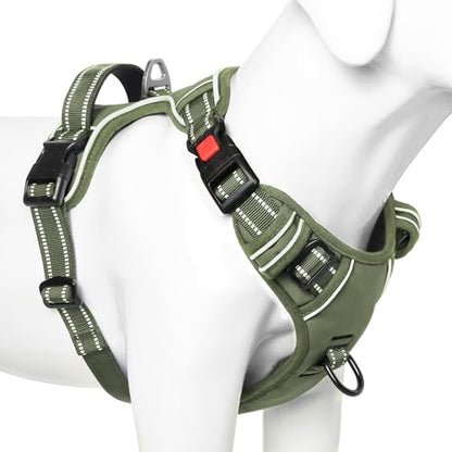 Dog Harness Small Sized, No Pull Pet Harness with Neck Lockable Snap,No Choke Front Clip Dog Reflective Vest,Adjustable Metal Rings 3 Buckles,Easy Control Handle for Small Dogs Green S - color: Lock Green, size: Small (Pack of 1)