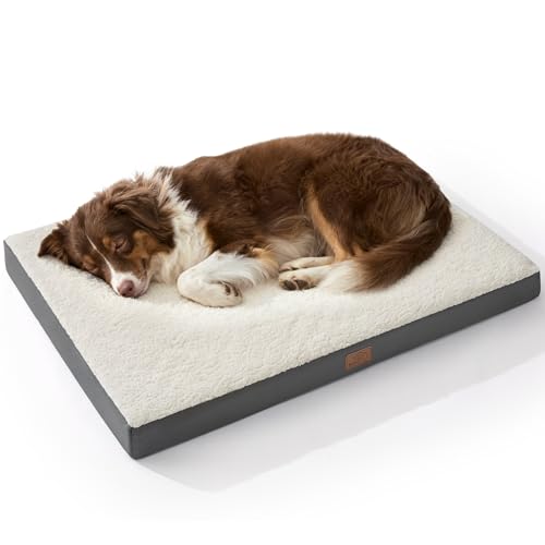 Bedsure Dog Beds Large Sized Dog - Comfy Flat Pet Beds with Removable Washable Cover, Orthopedic Egg Crate Foam Puppy Mat, Suitable for Pet Up to 65 lbs - color: Grey, size: 36"L x 27"W x 3"Th