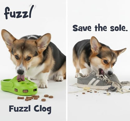 Fuzzl Clog Large Treat Toy for Dogs Puzzle Enrichment Shoe – Natural Rubber Chew Toy – Durable, Interactive Cognitive Feeder – Eco-Friendly, Non-Toxic & Dishwasher Safe – Green - style: Clog Green
