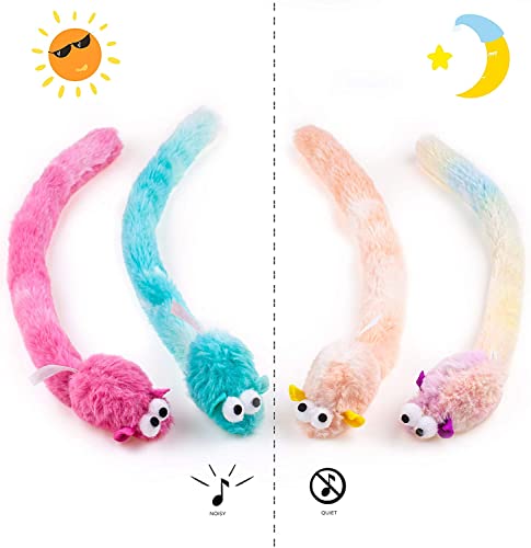 CHIWAVA 4 Packs 15 Inch Long Soft Plush Cat Toys Mice with Bell Rustle Sound Small Mouse Activity Interactive Toy - size: Plush Mice with Bell