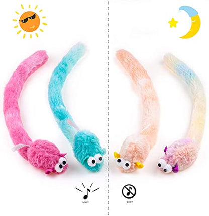 CHIWAVA 4 Packs 15 Inch Long Soft Plush Cat Toys Mice with Bell Rustle Sound Small Mouse Activity Interactive Toy - size: Plush Mice with Bell