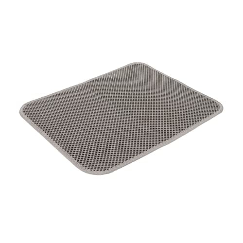 Cat Litter Mat, Double Layer EVA Trapping Mat with Urine Design for Litter Box Under Floors Cat Pad (Grey) - color: Grey, size: S