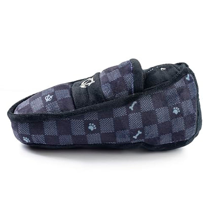Haute Diggity Dog Chewy Vuiton Loafer Plush Squeaky Dog Toy, Soft Durable Designer-Inspired Stuffed Puppy Chew Toys for Small & Medium Dogs, Machine-Washable (Black Checker) One Size - color: Black Checker, size: One Size