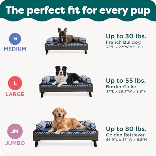 Furhaven (Old Version) Elevated Dog Bed Frame for 44" x 35" XL Dog Beds, Easy Assembly - Mid-Century Modern Bed Frame - Walnut, Jumbo/XL - color: Veneer Walnut, size: 44" x 35"