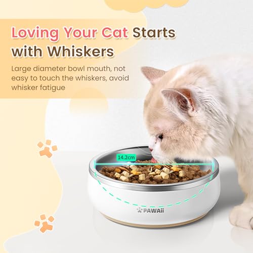 Pawaii Small Dog Bowls, 12 oz. Food Water Bowl Designed for Puppies and Cats with Non-Slip Rubber Base, Upgraded Metal Insulated, Double Stainless Steel Bowls - color: Cream White, size: 12oz