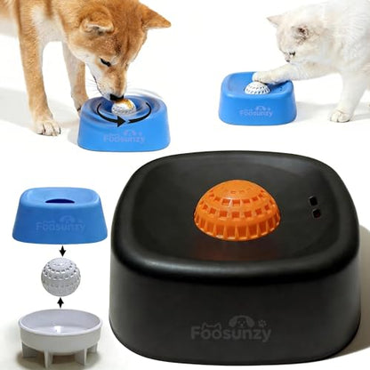 Slow Feeder Dog Bowls for Liquid with Rolling Ball, Interactive Lick Bowl Licking Slow Feeder for Wet Food, Water & Treats Lick Toy for Dogs Cats Large Medium Small (Style1-Black) - color: Style1-Black