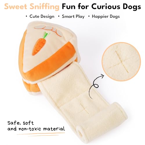 CHEWFFON Easter Dog Puzzle Snuffle Toy, Carrot Cake Treat-Hiding Enrichment Toy for Boredom Relief and Mental Stimulation, Squeaky Cake Gift, Interactive Play for Small and Medium Dogs - style: Carrot Cake