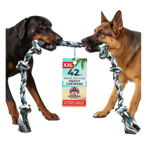 Giant Dog Rope Toys for Extra Large Dogs - 42 Inch, 6 Knot Tough Rope Chew Toys for Large Dogs - Benefits Non-Profit Animal Rescue - Indestructible Dog Toy for Aggressive Chewers - color: Green, size: 1 Pack