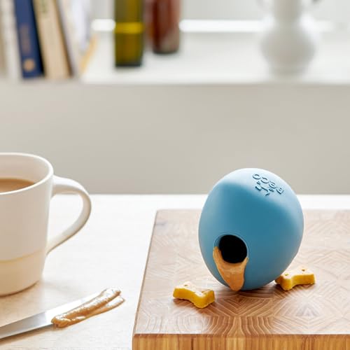 Beco Natural Rubber Wobble & Stuffable Ball Fetch Dog Toy, Perfectly Crafted for Endless Fun, Interactive Bouncing, and Treat-Dispensing Challenges. Suitable for All Dog and Puppy Size, Blue