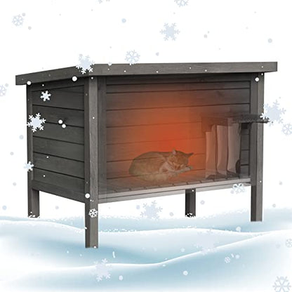 GDLF Outdoor Cat House Feral Cat Enclosure 100% Insulated All-Round Foam Weatherproof Solid Wood Large Size for Multiple Felines 34.5" L*21.5" W*27.2" H - style: Feral Cat Shelter