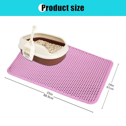 Cat Litter Mat, Kitty Litter Collector, Double Layered Honeycomb Design Waterproof, Anti Urine, Anti Slip, Easy to Clean, Limit Garbage (35"x24", Pink) - color: Pink, size: 24" x 35"