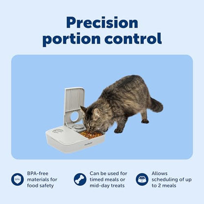PetSafe Analog 2 Meal Programmable Pet Feeder, Automatic Dog and Cat Feeder - Dry or Semi-Moist Pet Food Dispenser, Slow Feed Portion Control (3 Cup/16 Ounce Total Capacity), Tamper-Resistant Design