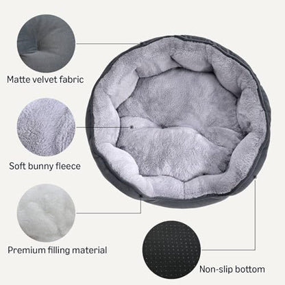 Amazon Basics Round Dog Bed for Medium Dogs, Cat Beds for Indoor Cats, Washable Pet Bed with Soft Plush Cushion, Anti-Slip Bottom, 30x24x8 Inches, Gray - size: L-30"×24"×8"