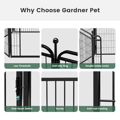 Gardner Pet Dog Playpens, 40" H 16 Panels Dog Pen Outdoor/Indoor Dog Fence Exercise Pen for Small/Medium/Large Dogs, Foldable Pet Play Yard Gate with Gravity Automatic Lock, Pet Playpen, Black