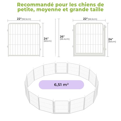 Dog Playpen Indoor, 24 Inch 16 Panels Puppy Playpen for Small and Puppy Dogs, Easy Setup Anti-Rust Pet Fence, White - size: 24 inch