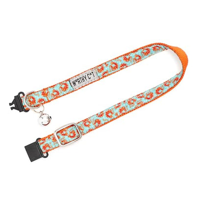 THE WORTHY DOG Shrimp Cat Collar with Bell, Adjustable Nylon Safety Collar, Blue, One Size - color: Blue-Shrimp