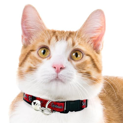MLB CAT Collar St. Louis Cardinals Satin Cat Collar Baseball Team Collar for Dogs & Cats. A Shiny & Colorful Cat Collar with Ringing Bell Pendant - color: St. Louis Cardinals