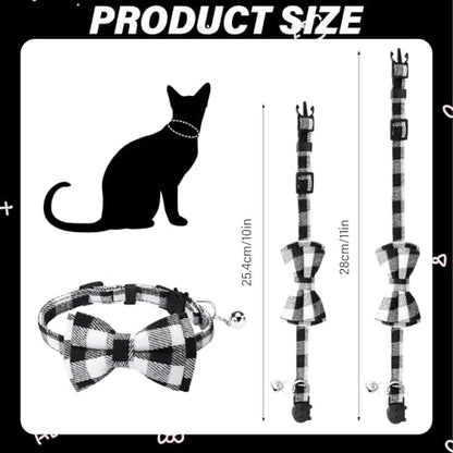 6 Pcs Cat Collar Breakaway with Bow Tie and Bell Kitten Collars Removable Bowtie Plaid Cat Collar for Cats Kittens Puppy (Vintage) - style: vintage