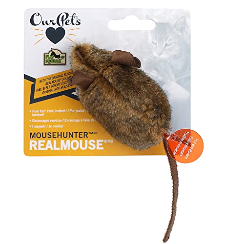 OurPets Play-N-Squeak Mouse Hunter Cat Toys (Interactive Cat Toy & Catnip Toy with Real Mouse Electronic Sound) Perfect Toys for Indoor Cats with Catnip - style: Mouse Hunter (Pack of 1)