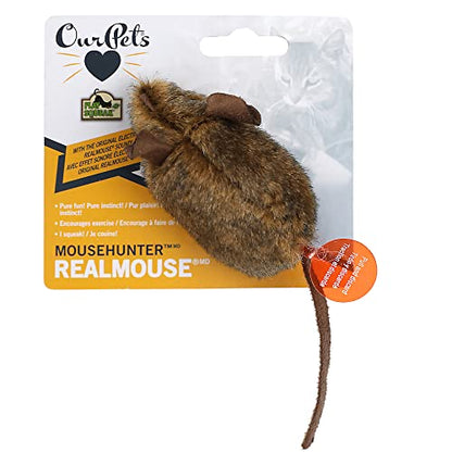 OurPets Play-N-Squeak Mouse Hunter Cat Toys (Interactive Cat Toy & Catnip Toy with Real Mouse Electronic Sound) Perfect Toys for Indoor Cats with Catnip - style: Mouse Hunter (Pack of 1)
