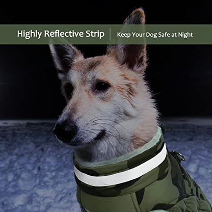 Lelepet Dog Coat Warm Dog Winter Coat Waterproof Dogs Jacket with Harness Built in Reflective Pet Fleece Vest Zip-Up Cold Weather Coats for Dogs Turtleneck & Windproof Coats Chihuahua Green Camo XS - color: Camo, size: X-Small