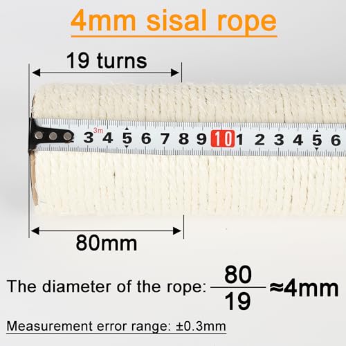 2.9in 7.4cm Diameter Cat Tree Scratching Post Replacement Parts Sisal Pole (M10, 25cm/9.8in) - color: 25cm/9.8in*2poles, size: M10