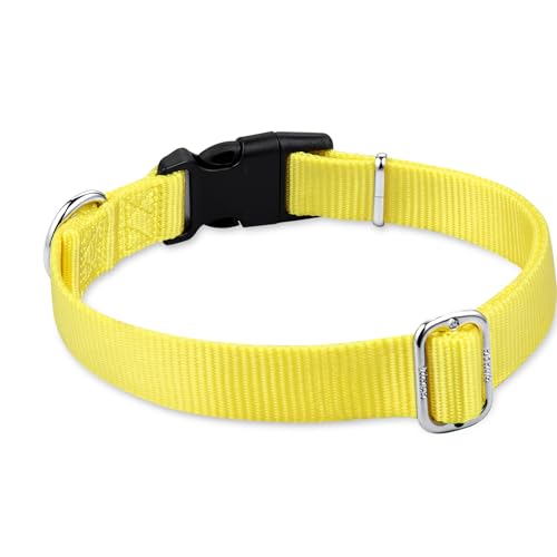 Small Dog Collar Quick-Release Yellow| Heavy-Duty Nylon Puppy Collar, Adjustable & Durable Pet Supplies for Boy & Girl Dogs (Small, Illuminating Yellow) - color: Luminous Yellow, size: Small