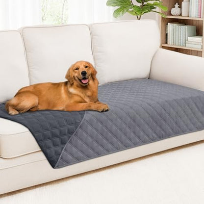 Smiry Waterproof Dog Bed Cover Pet Blanket, Soft Washable Dog Blanket for Furniture Bed Couch Sofa Reversible, Checkered (40"x90", Grey/Dark Grey) - color: Grey/Dark Grey, size: 40x90 Inch