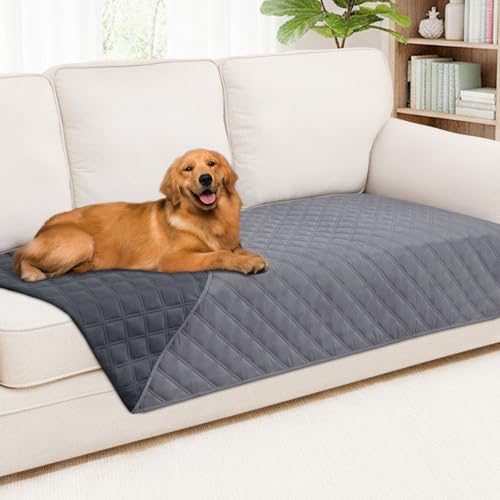 Smiry Waterproof Dog Bed Cover Pet Blanket, Soft Washable Dog Blanket for Furniture Bed Couch Sofa Reversible, Checkered (40"x80", Grey/Dark Grey) - color: Grey/Dark Grey, size: 40x80 Inch