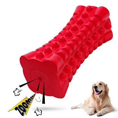 Indestructible Squeaky Dog Toy – Tough Rubber Chew Toy for Aggressive Large Dogs, Durable and Safe for Interactive Play - color: Red