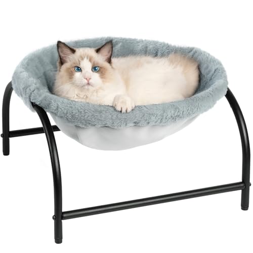 JUNSPOW Cat Bed Dog Bed Pet Hammock Bed Kitty Sleeping Cat Supplies Pet Supplies Whole Wash Stable, Detachable, Breathable, Easy Assembly Indoors Outdoors, 16.9 in x 16.9 in x 9.5 in - color: Grey, size: 16.9"L x 16.9"W x 9.5"Th (Teddy Fleece)