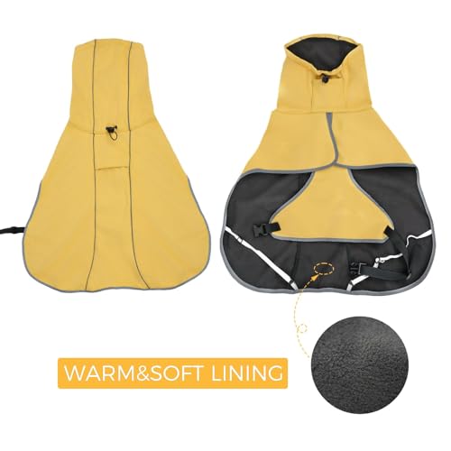 Medium Dog Raincoat Waterproof - Adjustable Dog Poncho Raincoat Lightweight Rain Jacket with Soft Lining for Medium Dog Yellow (Medium) - size: Medium